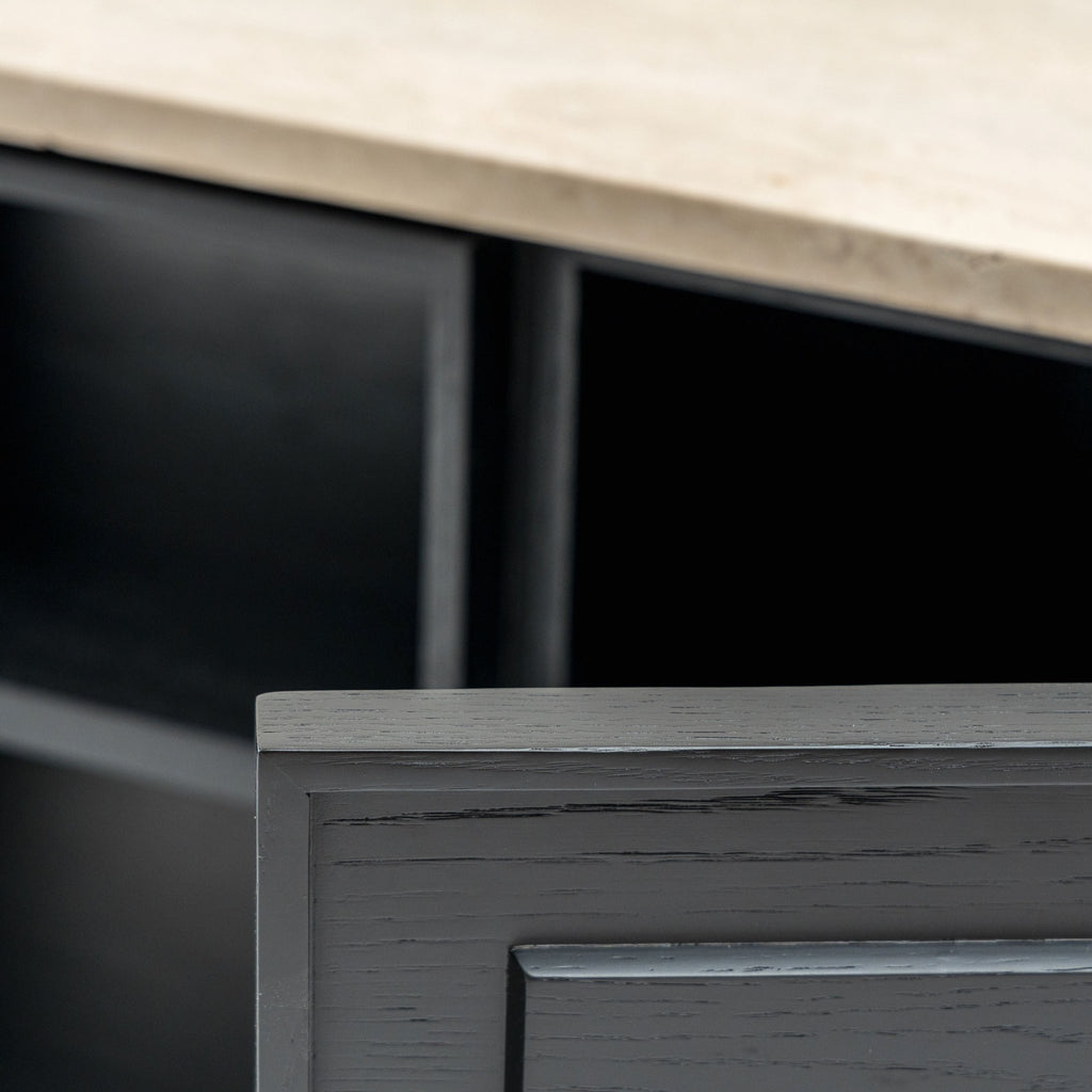 Yorke 220 Entertainment Unit - Black Oak & Travertine - TV and Entertainment Units Tolv Loom Collection Dubai