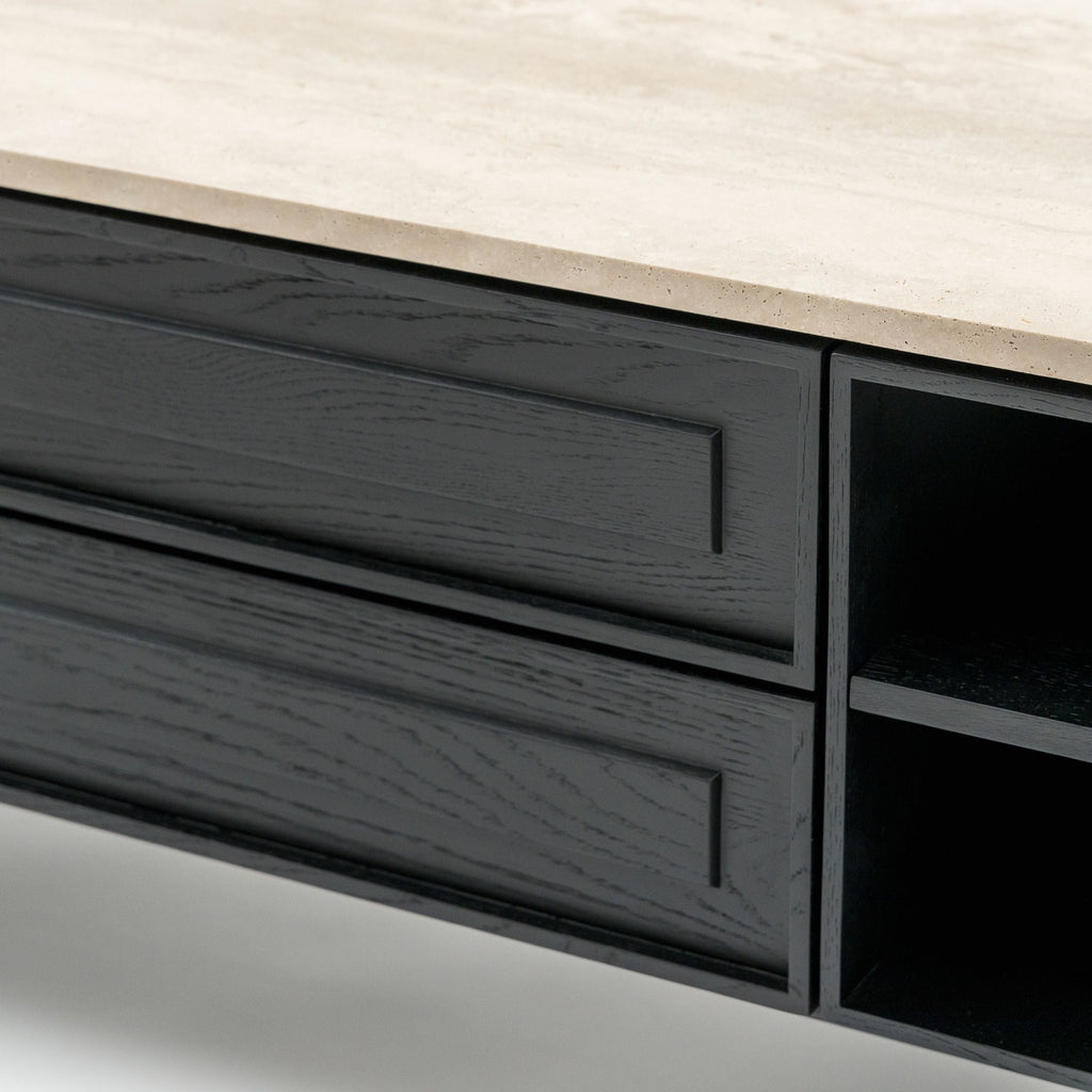 Yorke 220 Entertainment Unit - Black Oak & Travertine - TV and Entertainment Units Tolv Loom Collection Dubai