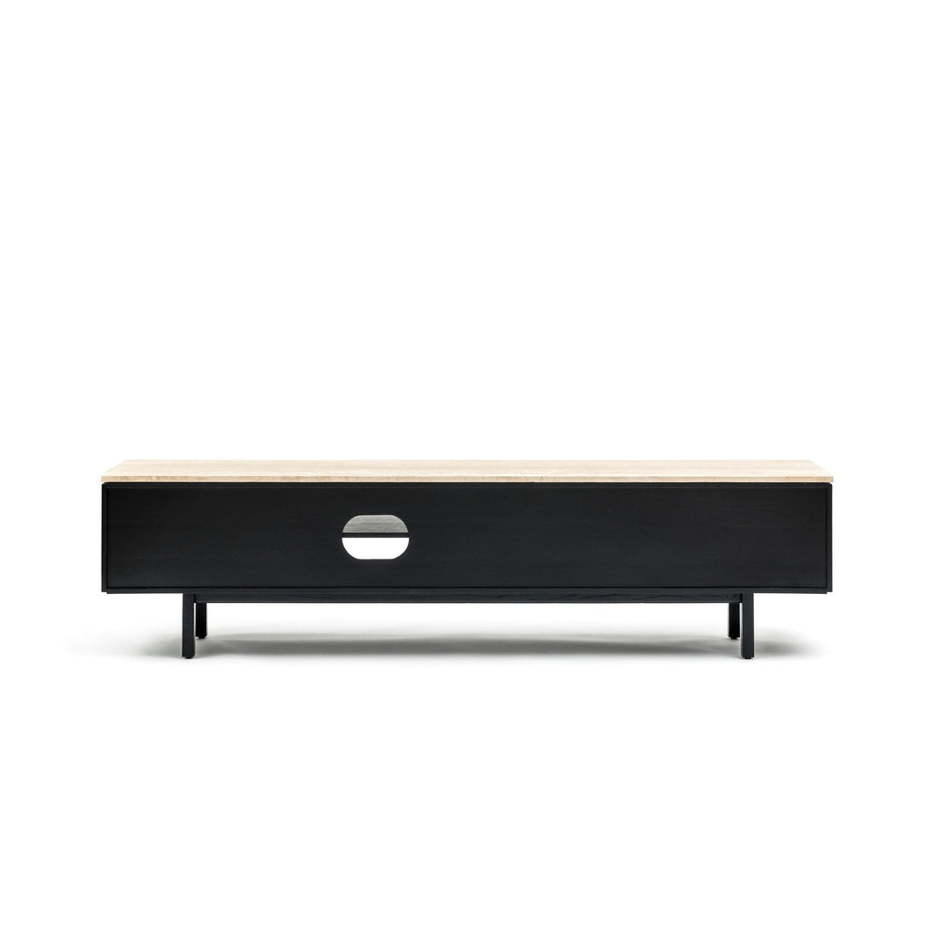 Yorke 220 Entertainment Unit - Black Oak & Travertine - TV and Entertainment Units Tolv Loom Collection Dubai