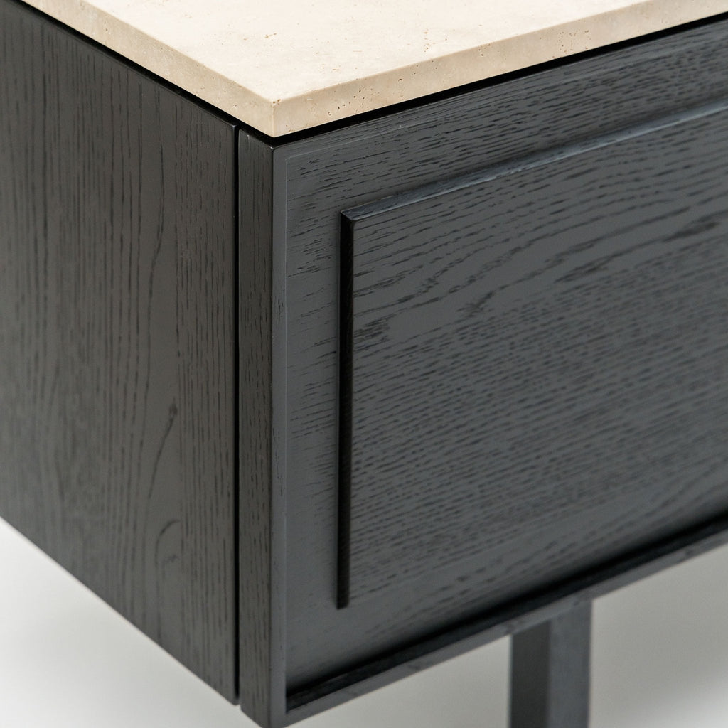 Yorke 220 Entertainment Unit - Black Oak & Travertine - TV and Entertainment Units Tolv Loom Collection Dubai