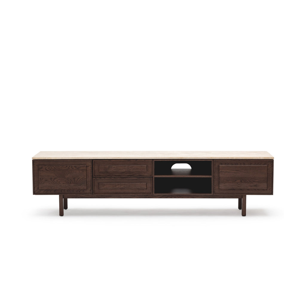 Yorke 220 Entertainment Unit - Espresso Oak & Travertine - Loom Collection