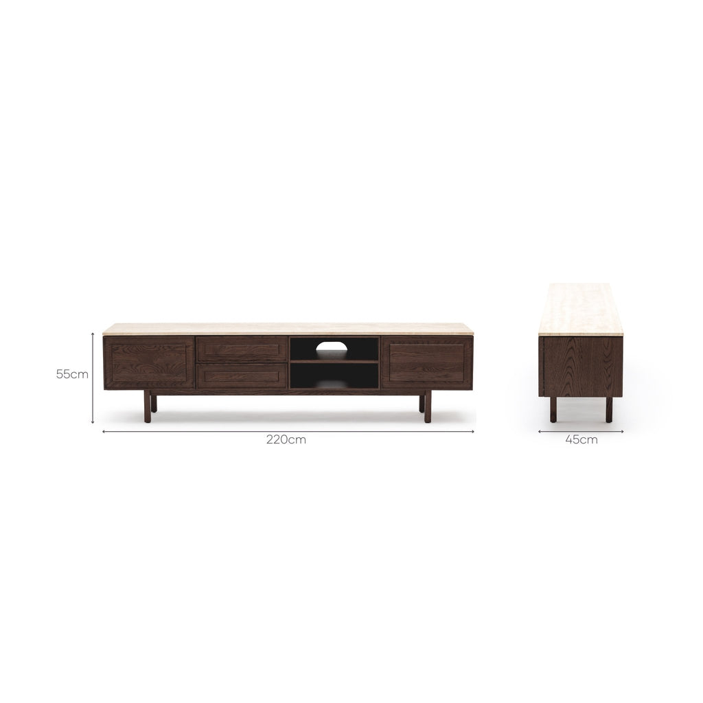 Yorke 220 Entertainment Unit - Espresso Oak & Travertine - Loom Collection