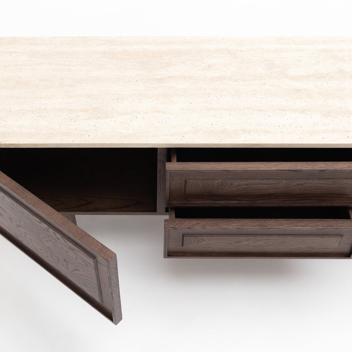 Yorke 220 Entertainment Unit - Espresso Oak & Travertine