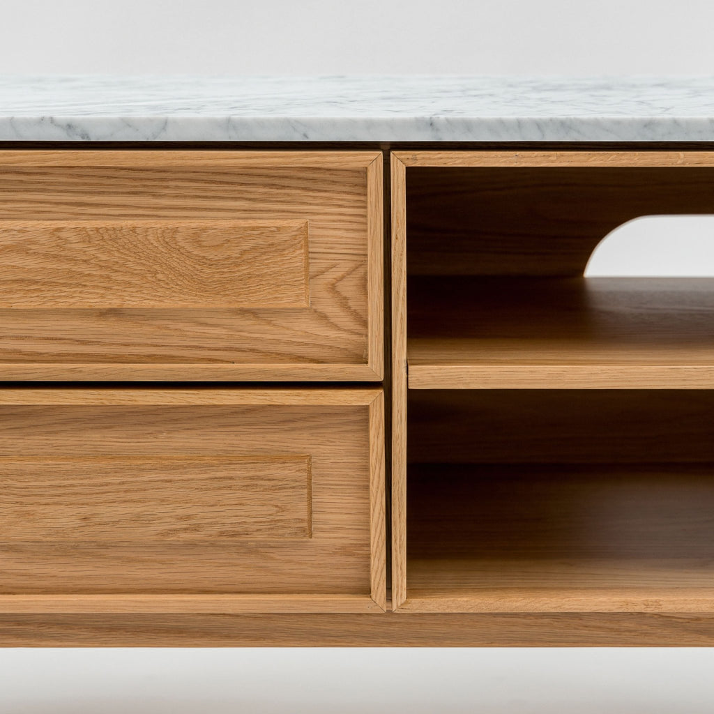 Yorke 220 Entertainment Unit - Light Oak & Bianca Carrara - TV and Entertainment Units Tolv Loom Collection Dubai
