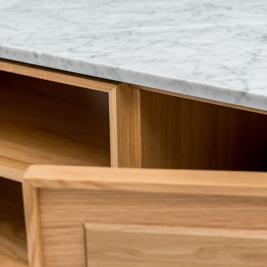 Yorke 220 Entertainment Unit - Light Oak & Bianca Carrara - TV and Entertainment Units Tolv Loom Collection Dubai