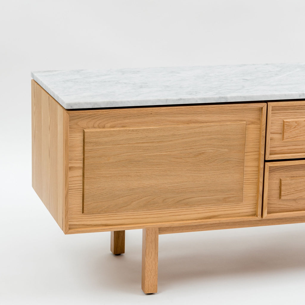 Yorke 220 Entertainment Unit - Light Oak & Bianca Carrara - TV and Entertainment Units Tolv Loom Collection Dubai