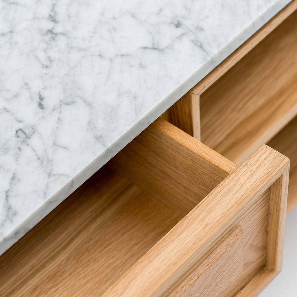 Yorke 220 Entertainment Unit - Light Oak & Bianca Carrara - TV and Entertainment Units Tolv Loom Collection Dubai