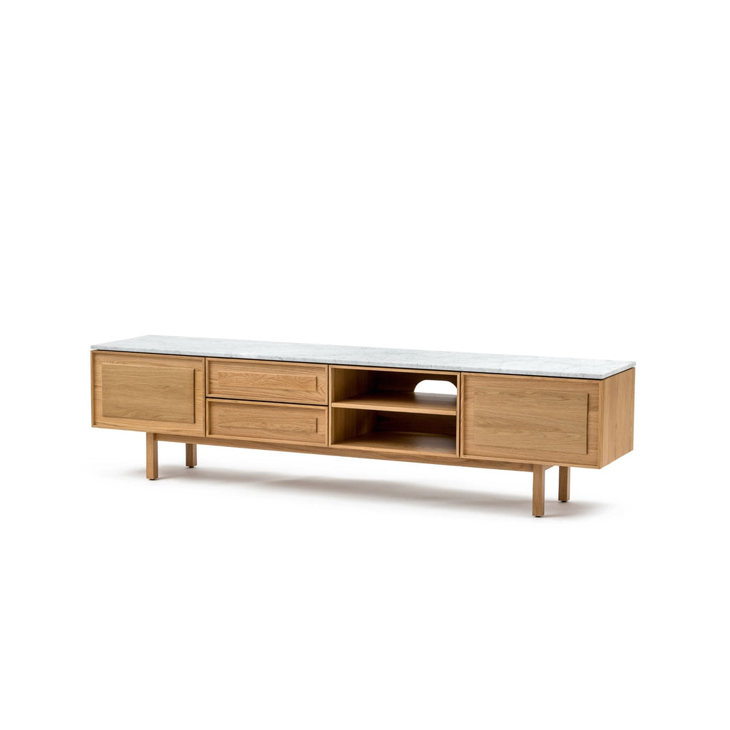 Yorke 220 Entertainment Unit - Light Oak & Bianca Carrara - TV and Entertainment Units Tolv Loom Collection Dubai