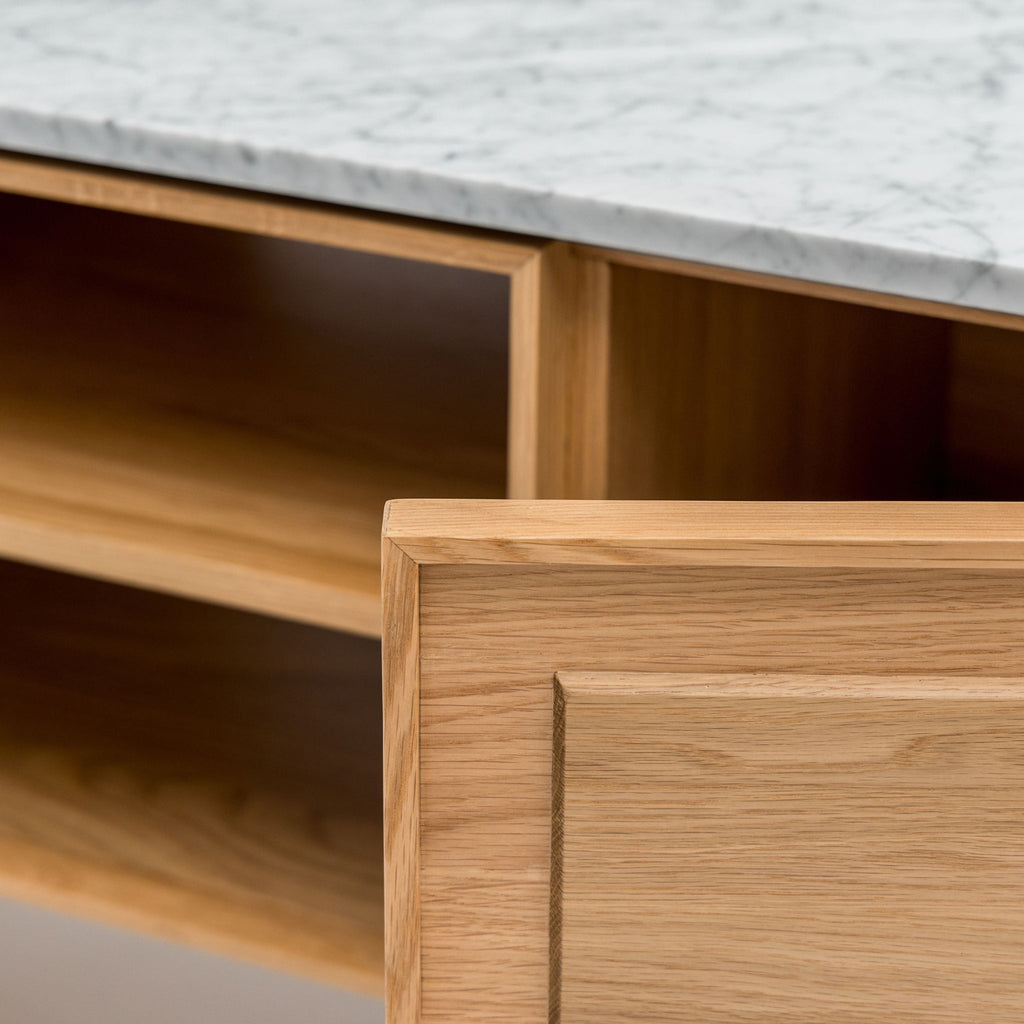 Yorke 220 Entertainment Unit - Light Oak & Bianca Carrara - TV and Entertainment Units Tolv Loom Collection Dubai