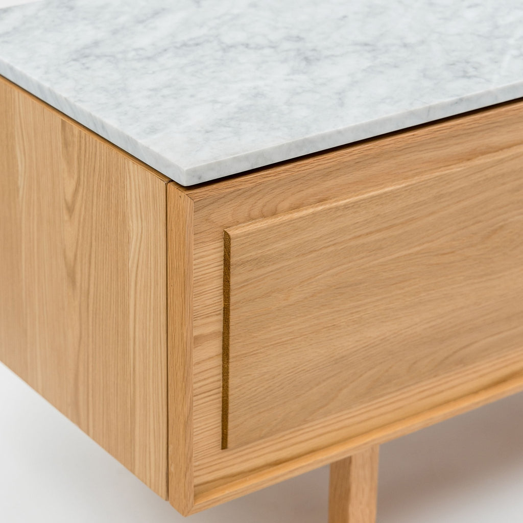 Yorke 220 Entertainment Unit - Light Oak & Bianca Carrara - TV and Entertainment Units Tolv Loom Collection Dubai