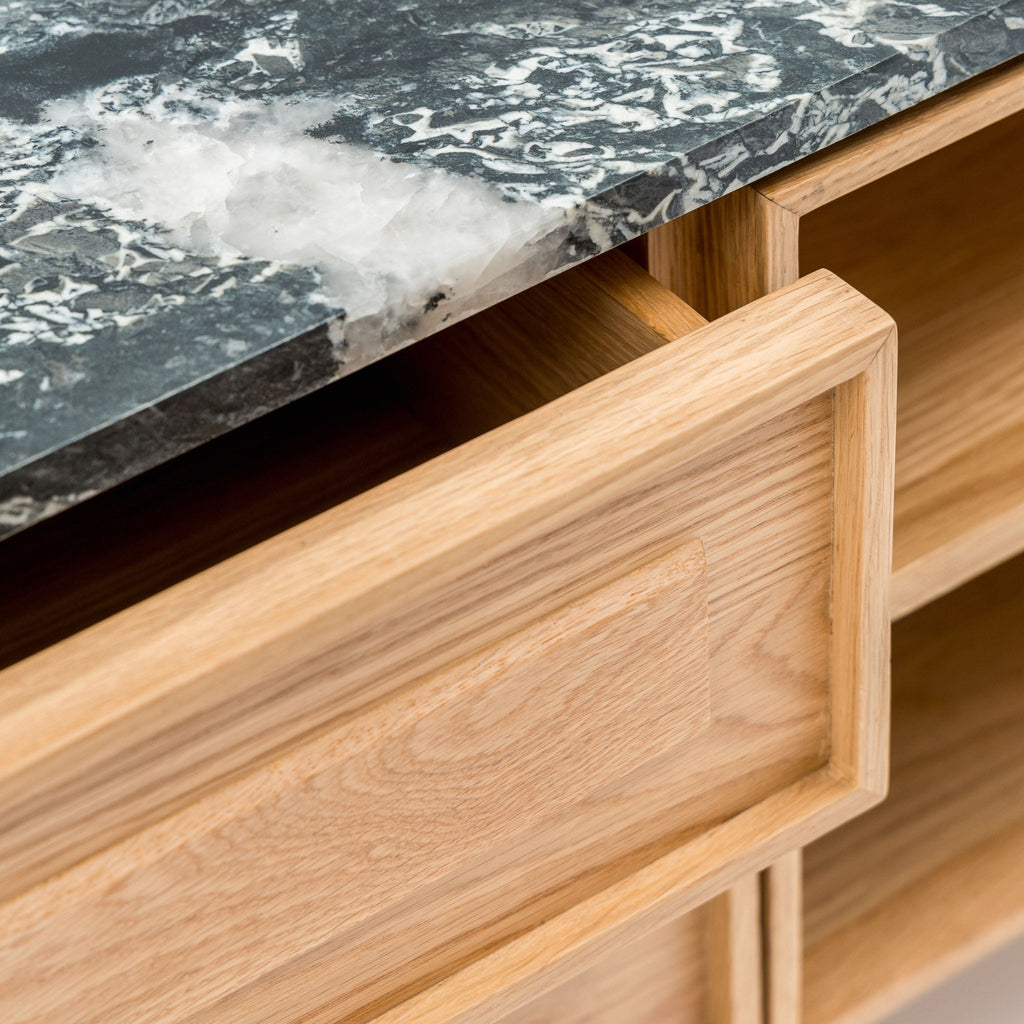 Yorke 220 Entertainment Unit - Light Oak & Nero Perlato - TV and Entertainment Units Tolv Loom Collection Dubai