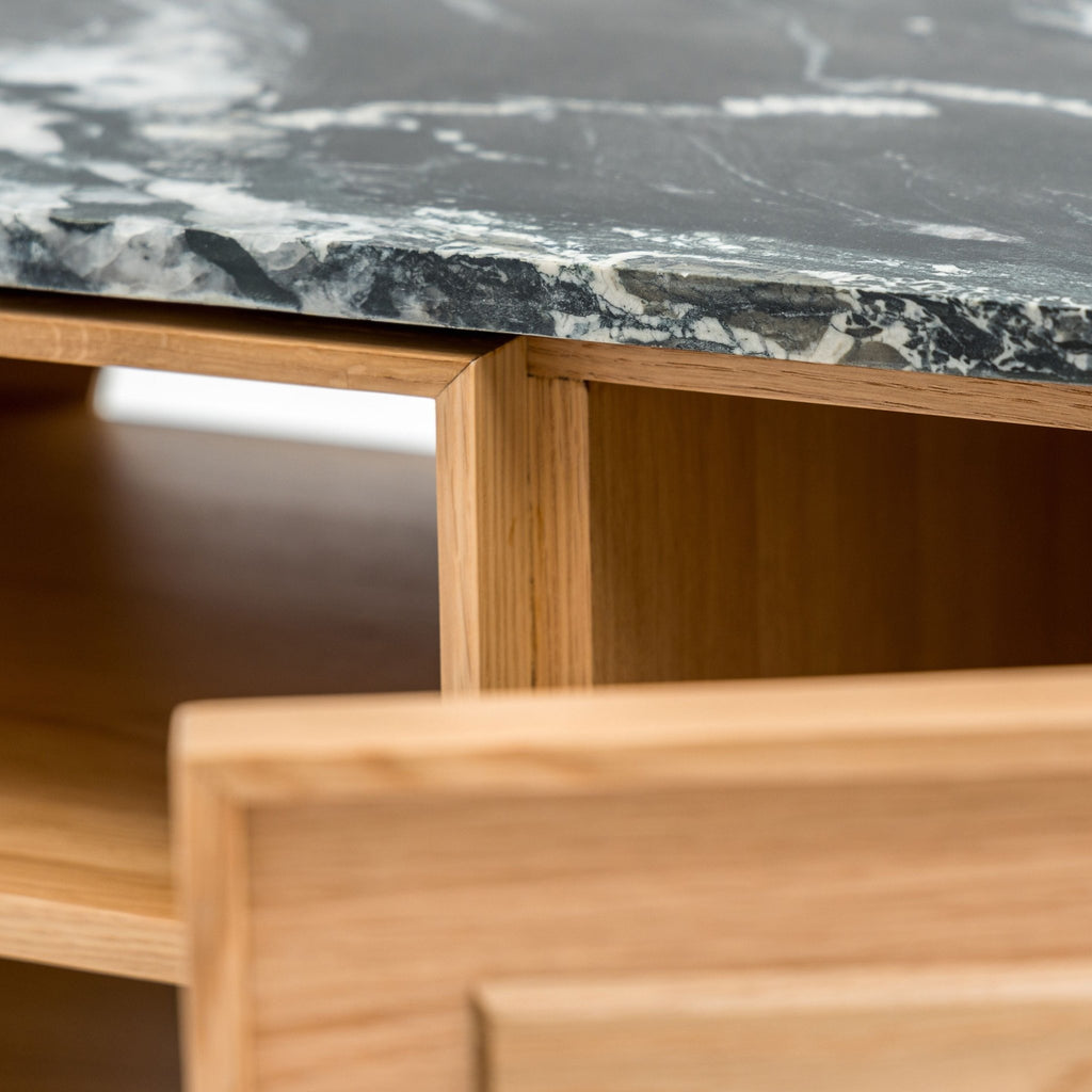 Yorke 220 Entertainment Unit - Light Oak & Nero Perlato - TV and Entertainment Units Tolv Loom Collection Dubai