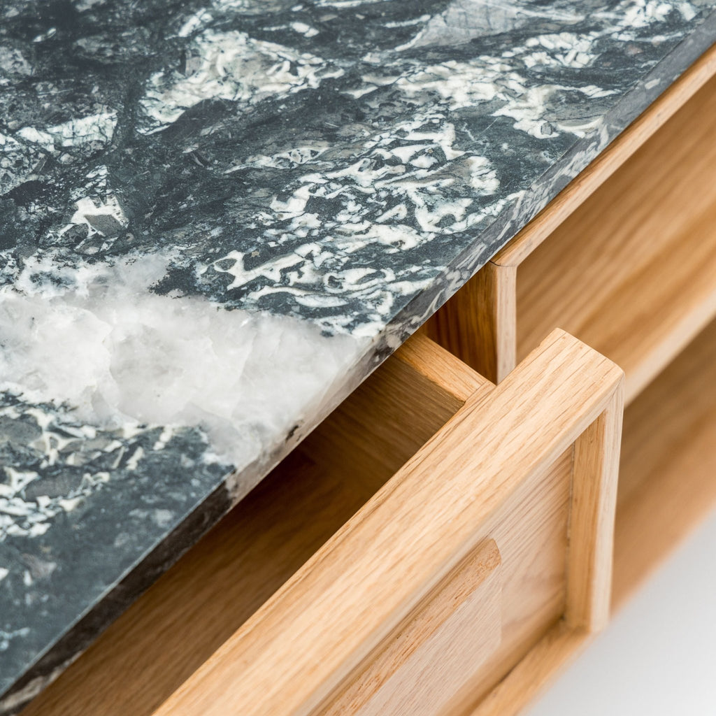 Yorke 220 Entertainment Unit - Light Oak & Nero Perlato - TV and Entertainment Units Tolv Loom Collection Dubai