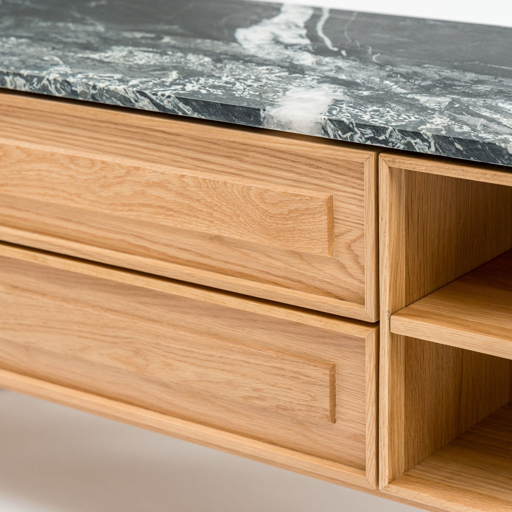 Yorke 220 Entertainment Unit - Light Oak & Nero Perlato - TV and Entertainment Units Tolv Loom Collection Dubai