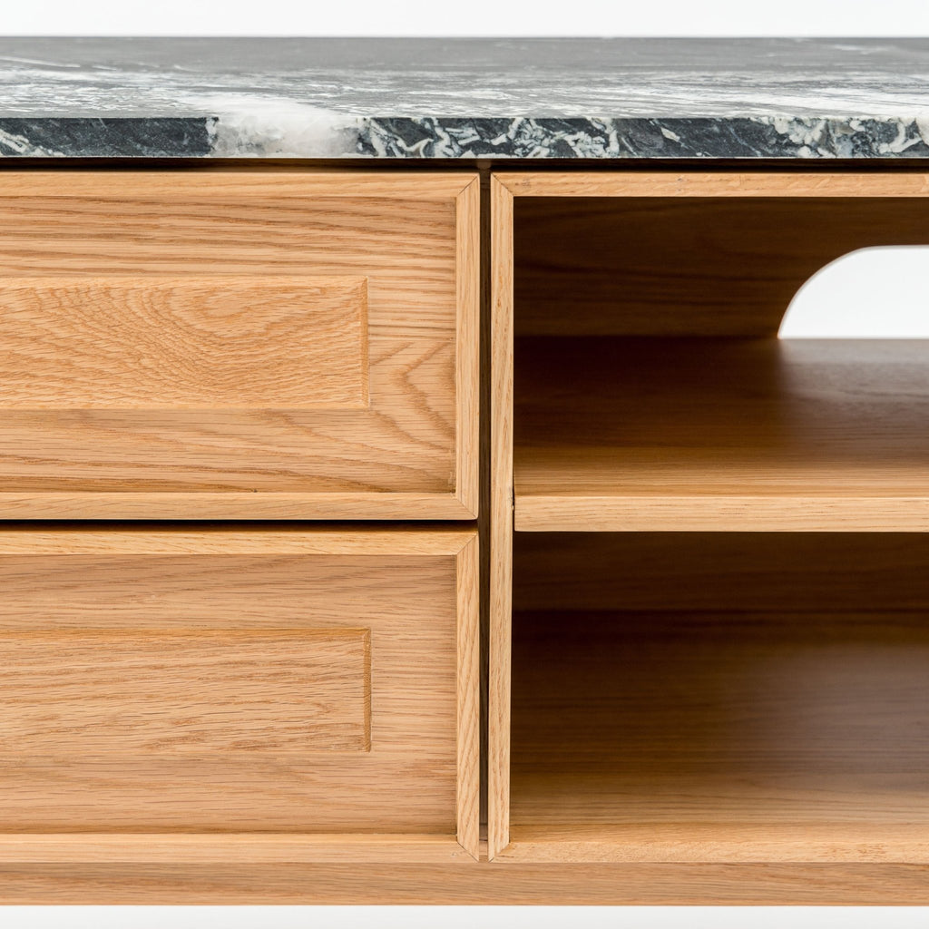 Yorke 220 Entertainment Unit - Light Oak & Nero Perlato - TV and Entertainment Units Tolv Loom Collection Dubai