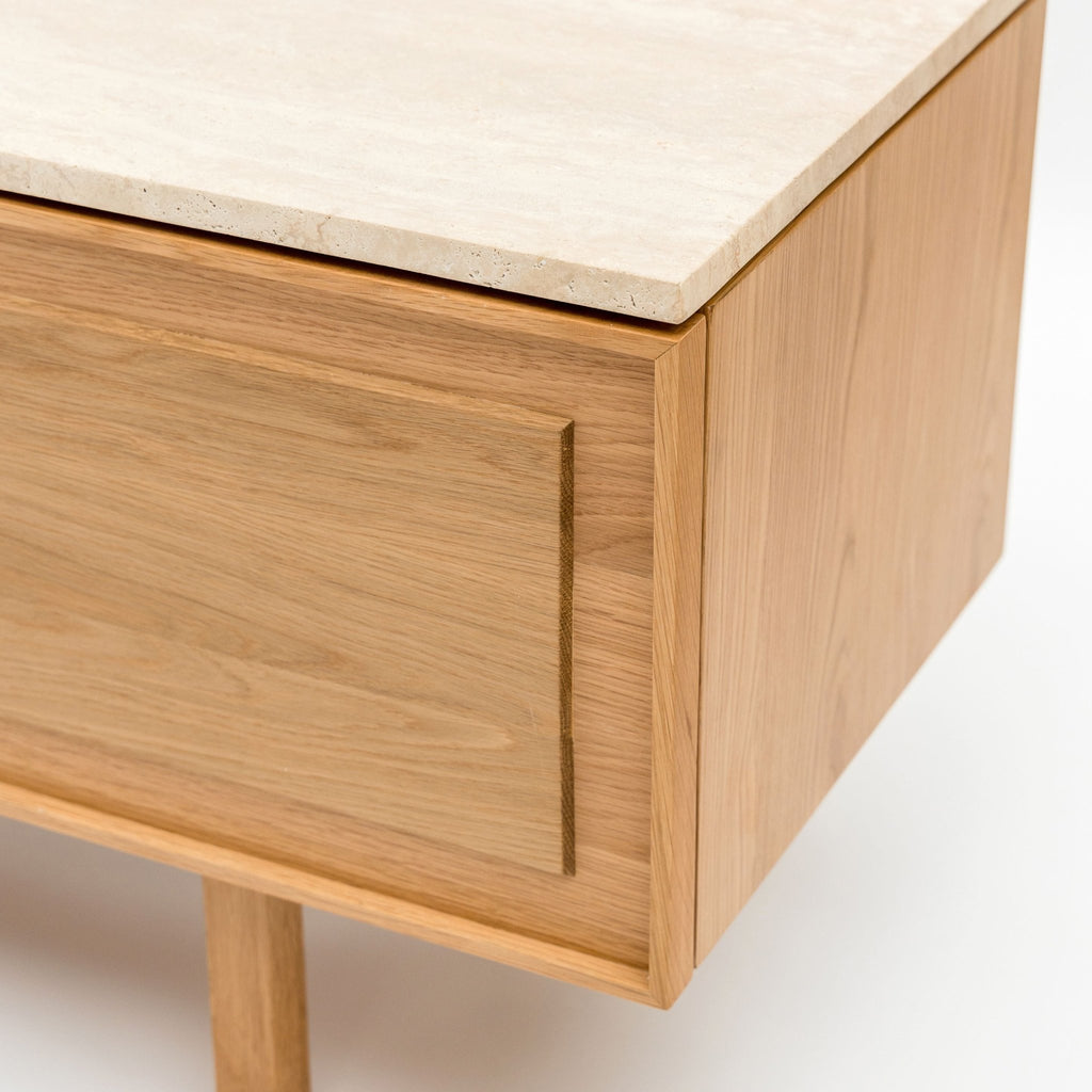 Yorke 220 Entertainment Unit - Light Oak & Travertine - TV and Entertainment Units Tolv Loom Collection Dubai