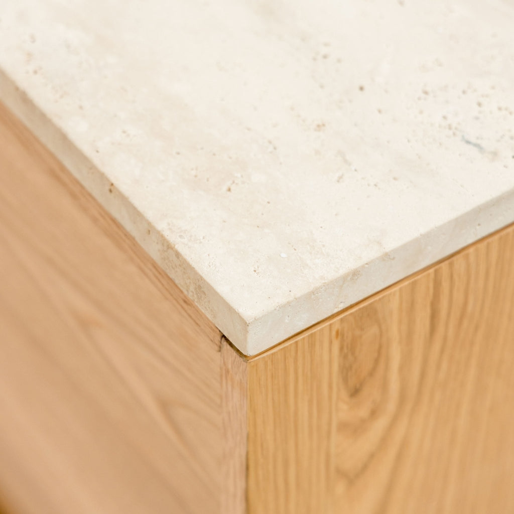 Yorke 220 Entertainment Unit - Light Oak & Travertine - TV and Entertainment Units Tolv Loom Collection Dubai