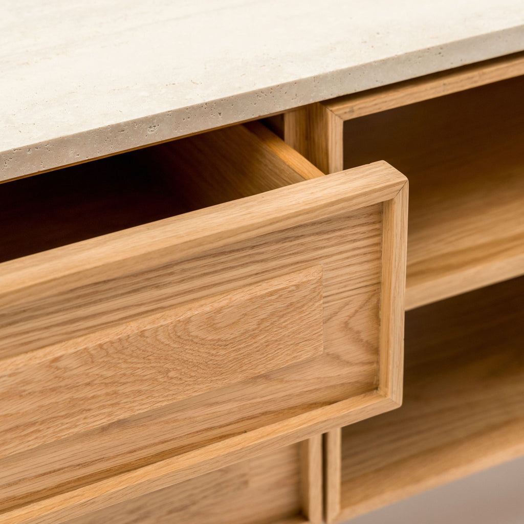 Yorke 220 Entertainment Unit - Light Oak & Travertine - TV and Entertainment Units Tolv Loom Collection Dubai