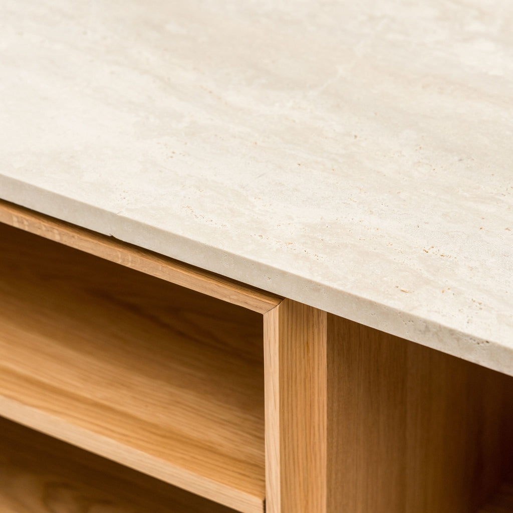 Yorke 220 Entertainment Unit - Light Oak & Travertine - TV and Entertainment Units Tolv Loom Collection Dubai