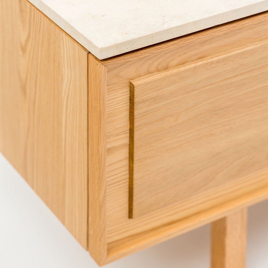 Yorke 220 Entertainment Unit - Light Oak & Travertine - TV and Entertainment Units Tolv Loom Collection Dubai