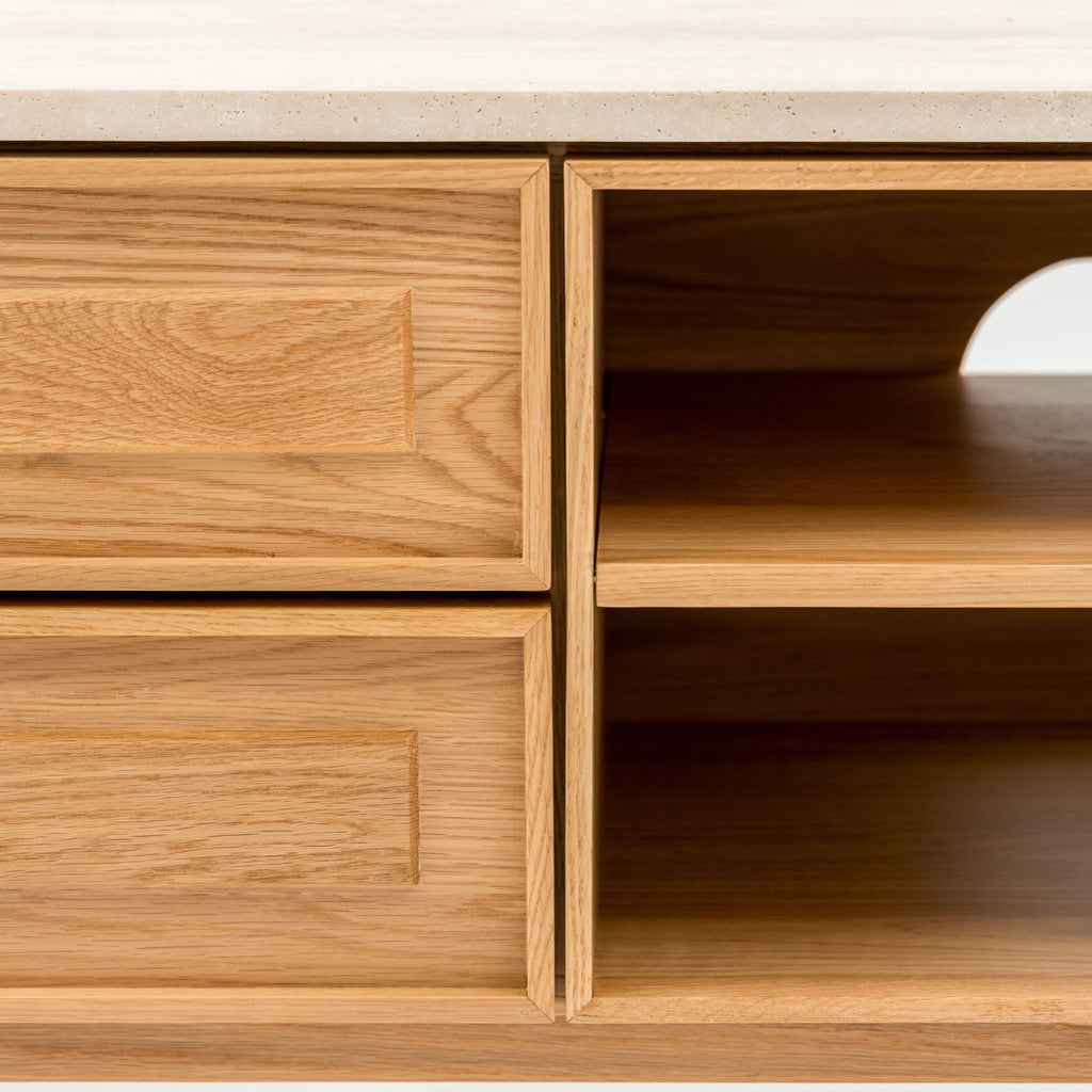 Yorke 220 Entertainment Unit - Light Oak & Travertine - TV and Entertainment Units Tolv Loom Collection Dubai