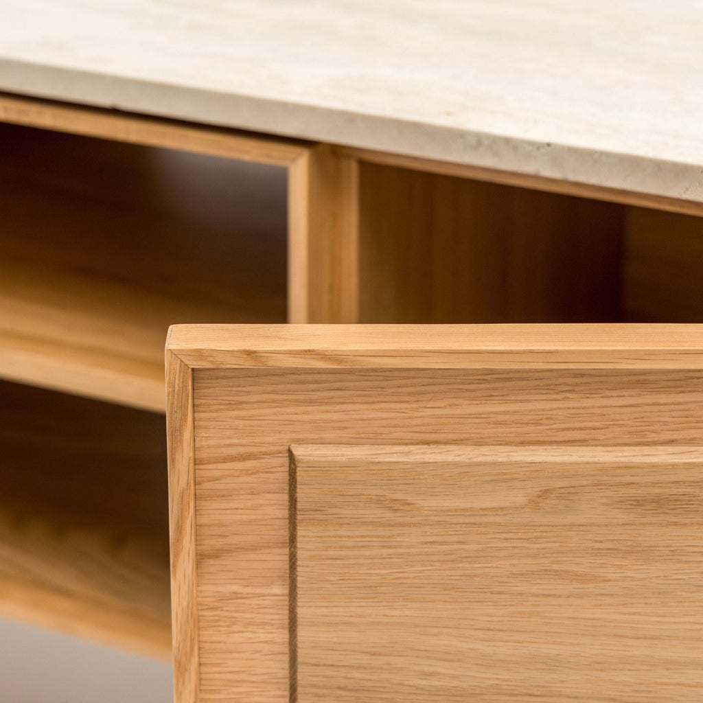 Yorke 220 Entertainment Unit - Light Oak & Travertine - TV and Entertainment Units Tolv Loom Collection Dubai