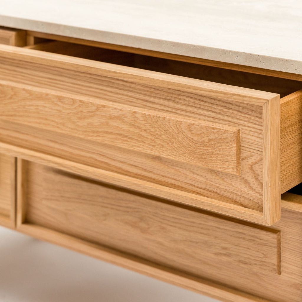 Yorke 220 Entertainment Unit - Light Oak & Travertine - TV and Entertainment Units Tolv Loom Collection Dubai