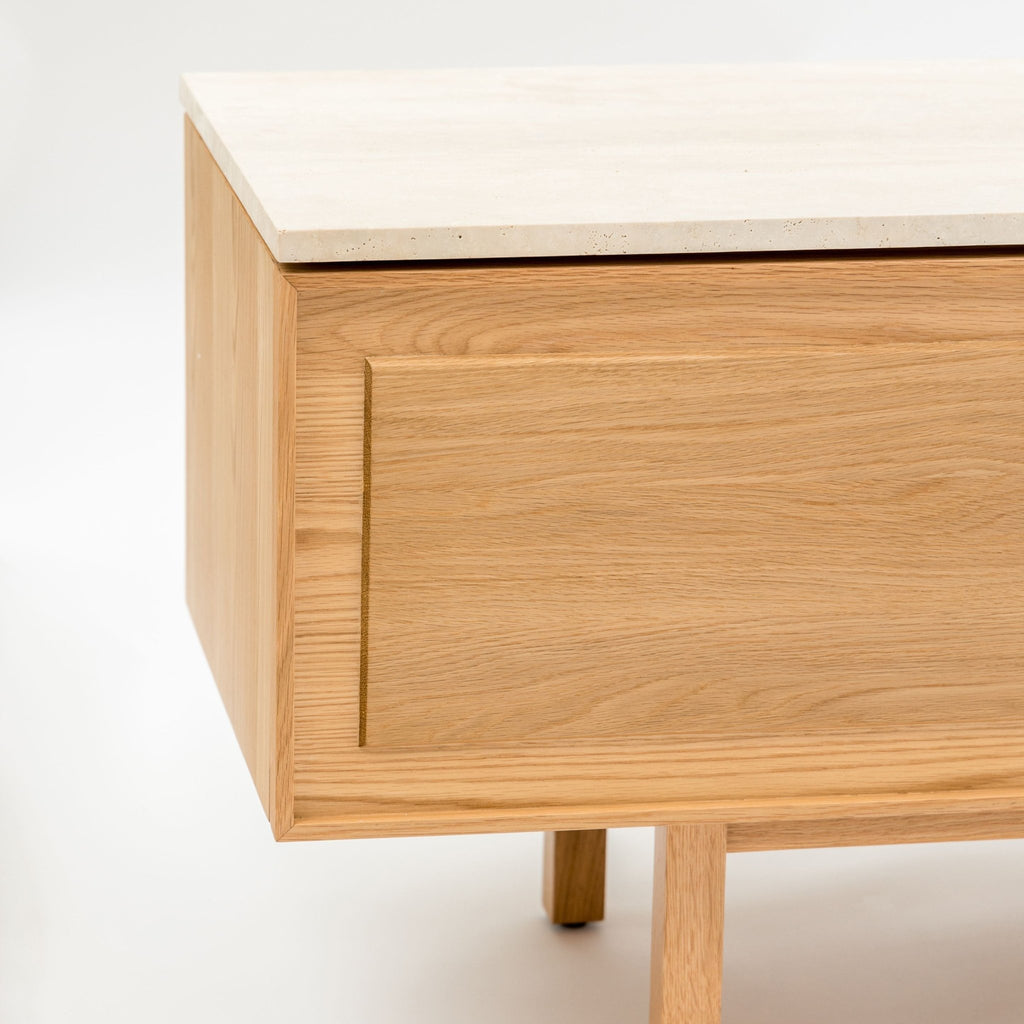 Yorke 220 Entertainment Unit - Light Oak & Travertine - TV and Entertainment Units Tolv Loom Collection Dubai