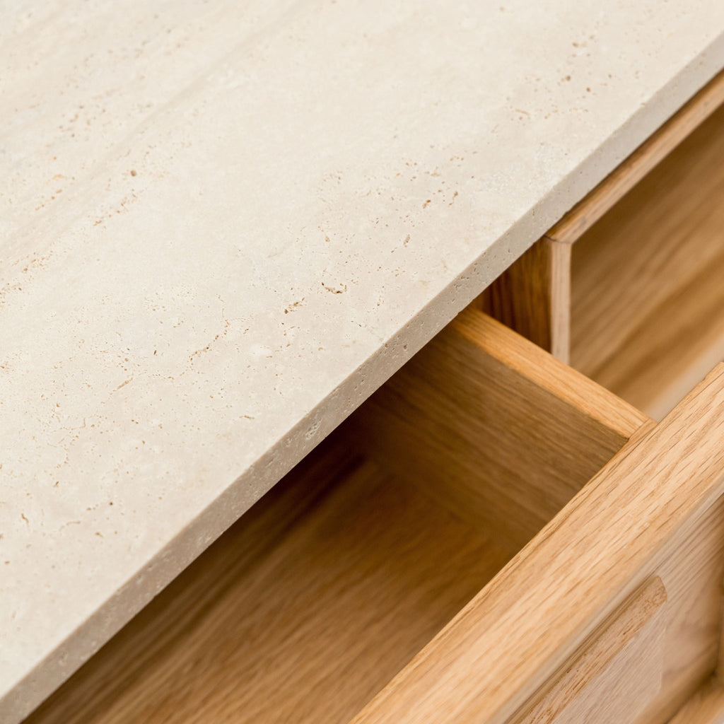 Yorke 220 Entertainment Unit - Light Oak & Travertine - TV and Entertainment Units Tolv Loom Collection Dubai