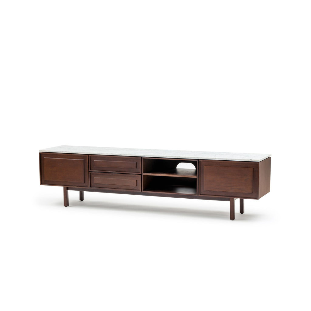 Yorke 220 Entertainment Unit - Smoked Oak & Bianca Carrara - TV and Entertainment Units Tolv Loom Collection Dubai