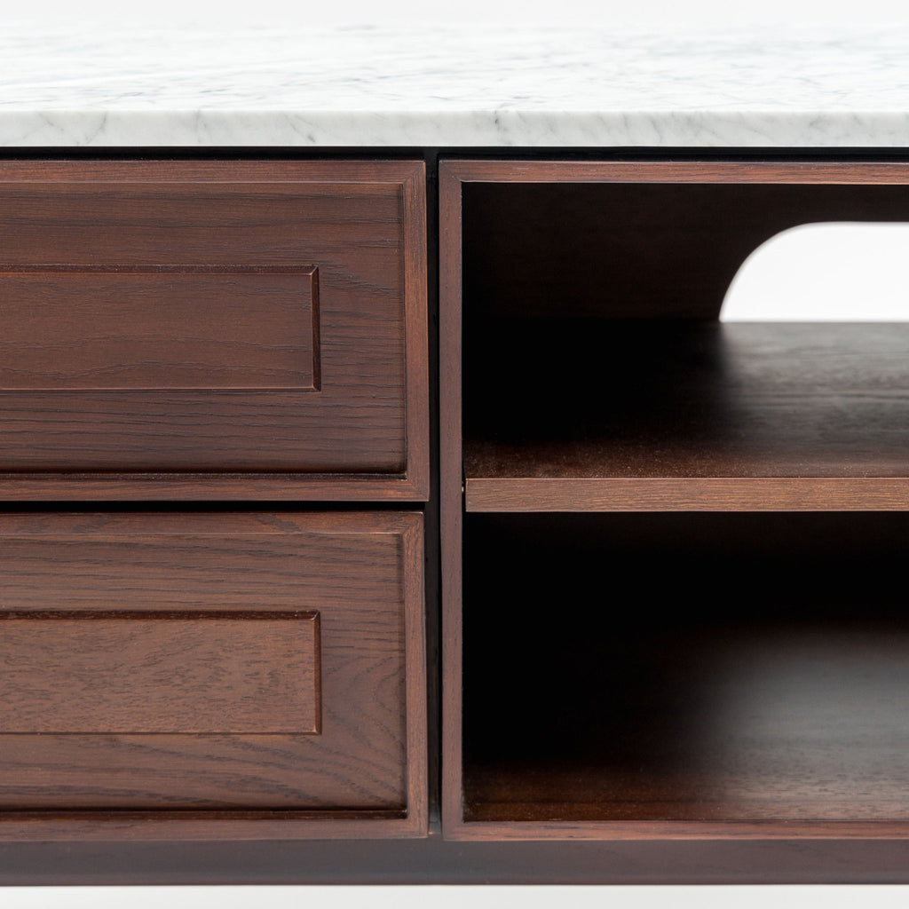 Yorke 220 Entertainment Unit - Smoked Oak & Bianca Carrara - TV and Entertainment Units Tolv Loom Collection Dubai