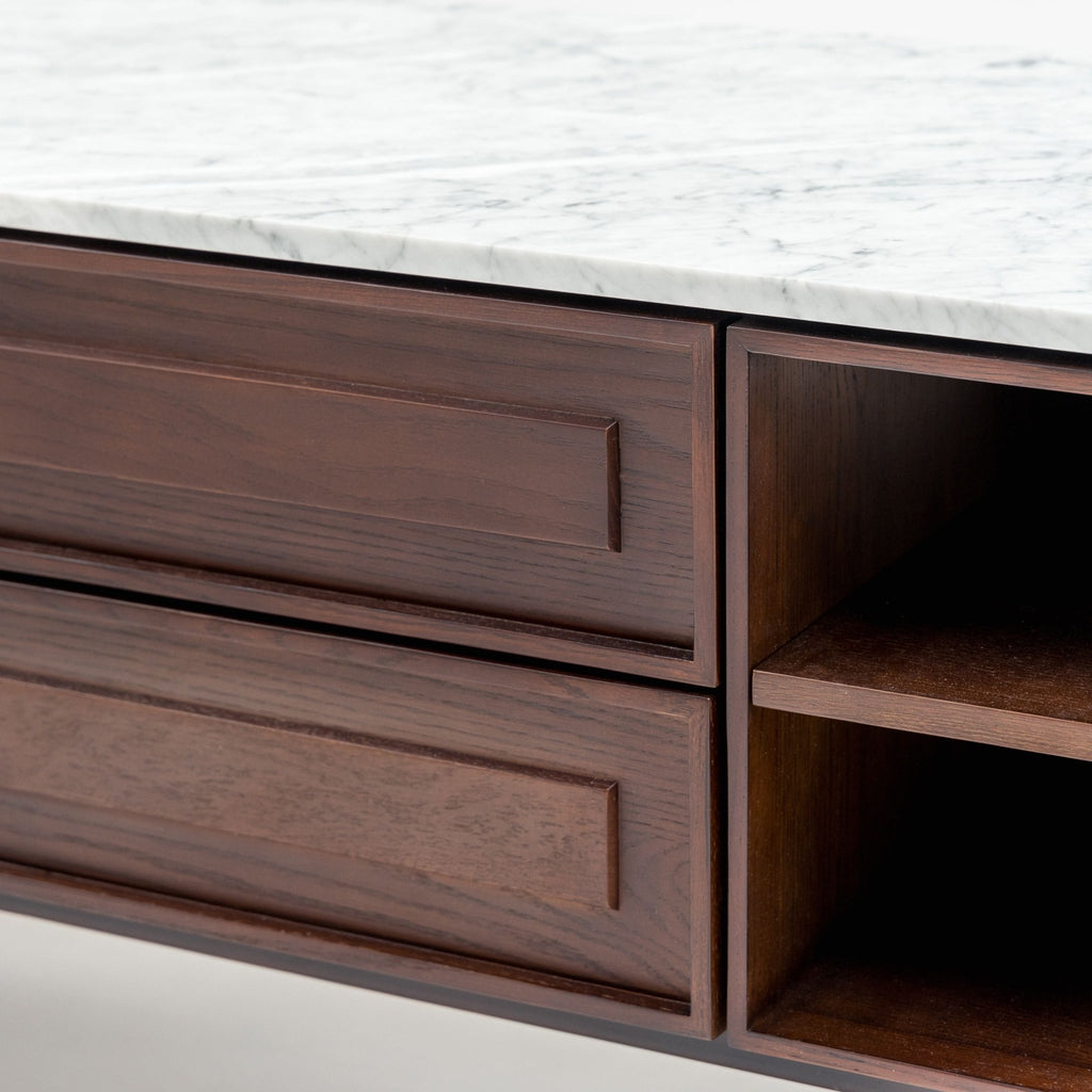 Yorke 220 Entertainment Unit - Smoked Oak & Bianca Carrara - TV and Entertainment Units Tolv Loom Collection Dubai