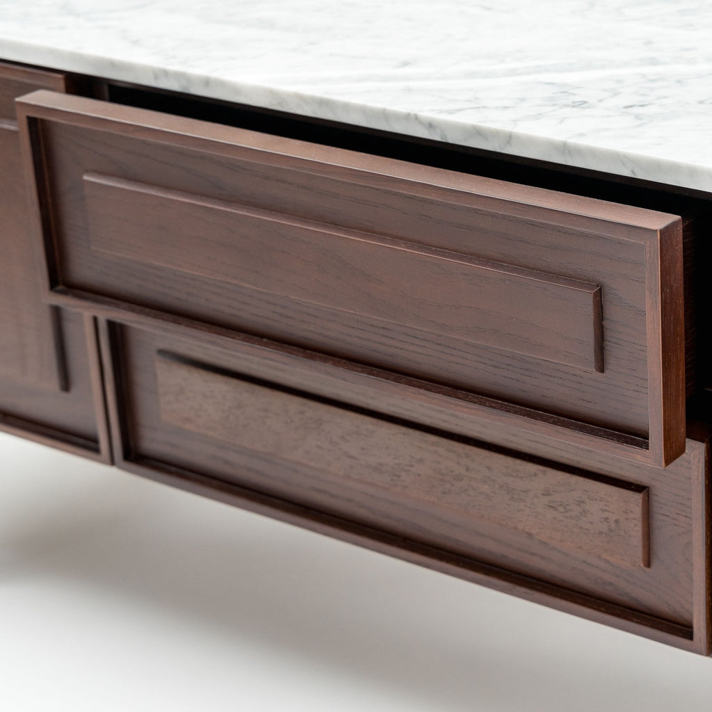 Yorke 220 Entertainment Unit - Smoked Oak & Bianca Carrara - TV and Entertainment Units Tolv Loom Collection Dubai