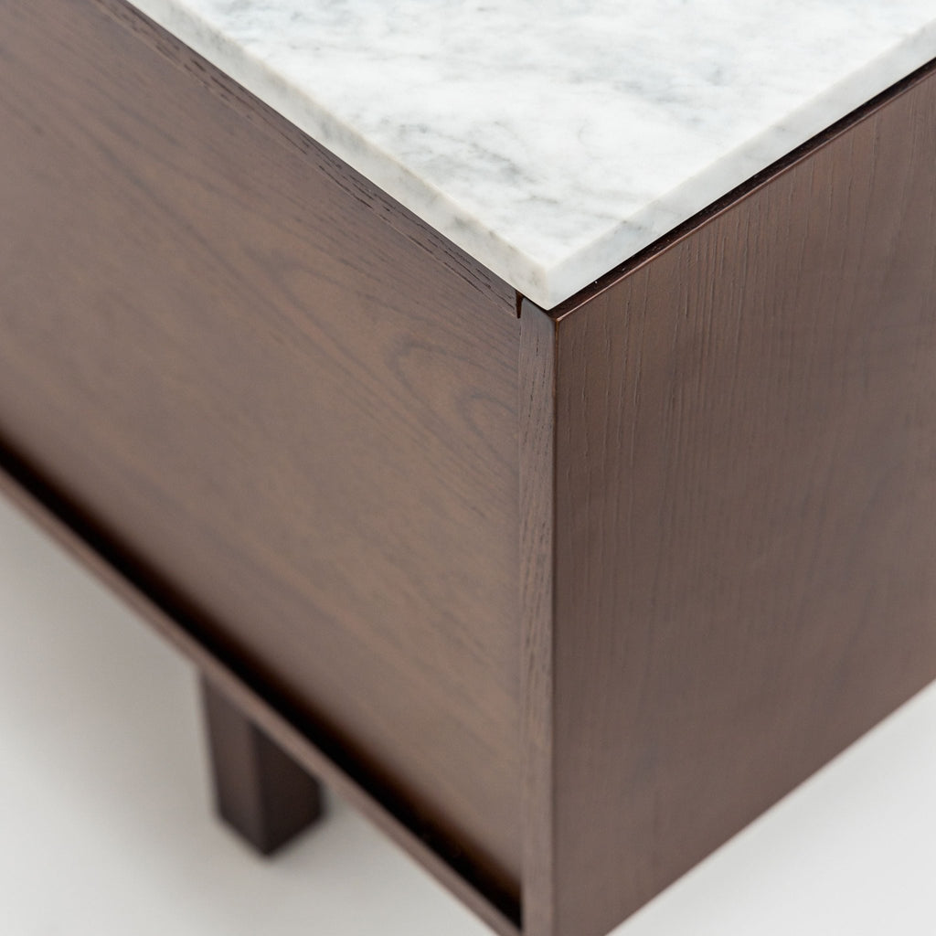 Yorke 220 Entertainment Unit - Smoked Oak & Bianca Carrara - TV and Entertainment Units Tolv Loom Collection Dubai