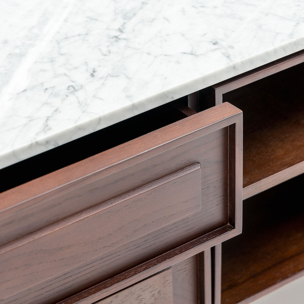 Yorke 220 Entertainment Unit - Smoked Oak & Bianca Carrara - TV and Entertainment Units Tolv Loom Collection Dubai