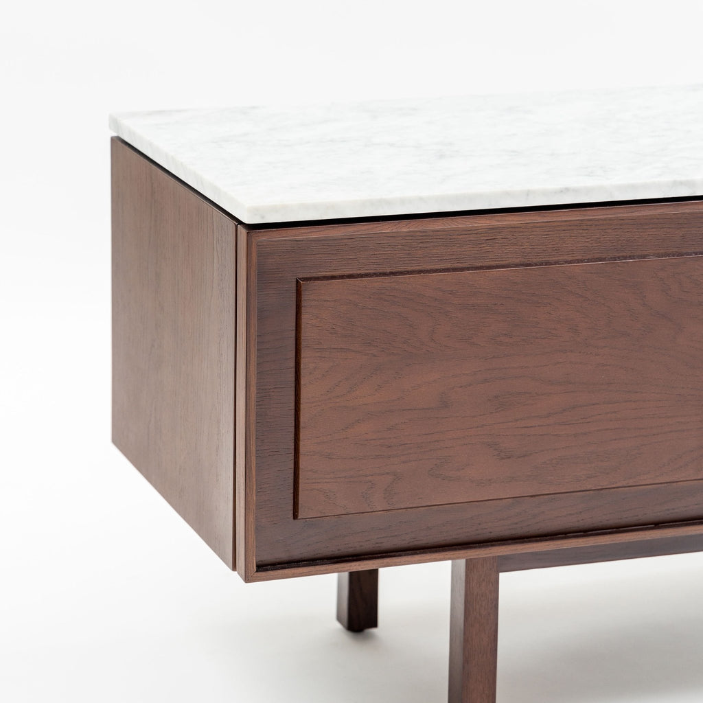 Yorke 220 Entertainment Unit - Smoked Oak & Bianca Carrara - TV and Entertainment Units Tolv Loom Collection Dubai