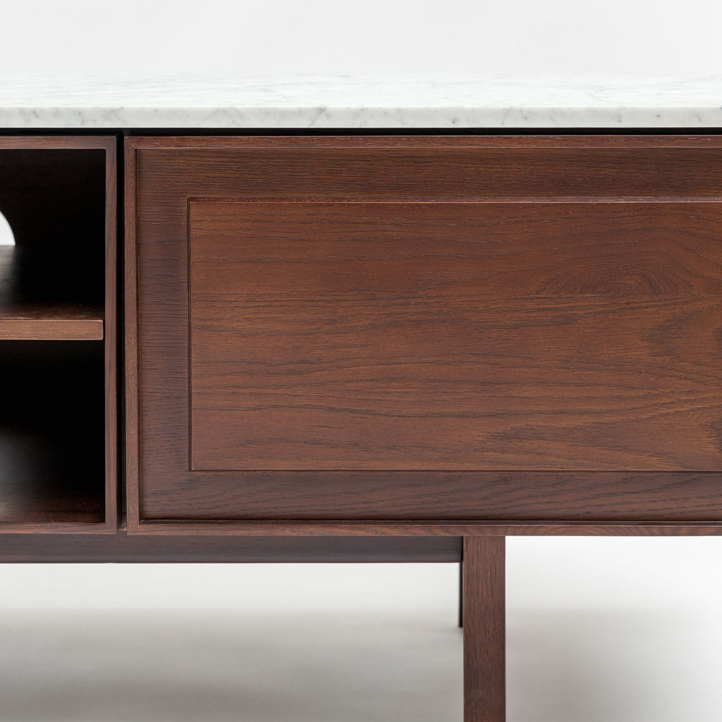 Yorke 220 Entertainment Unit - Smoked Oak & Bianca Carrara - TV and Entertainment Units Tolv Loom Collection Dubai