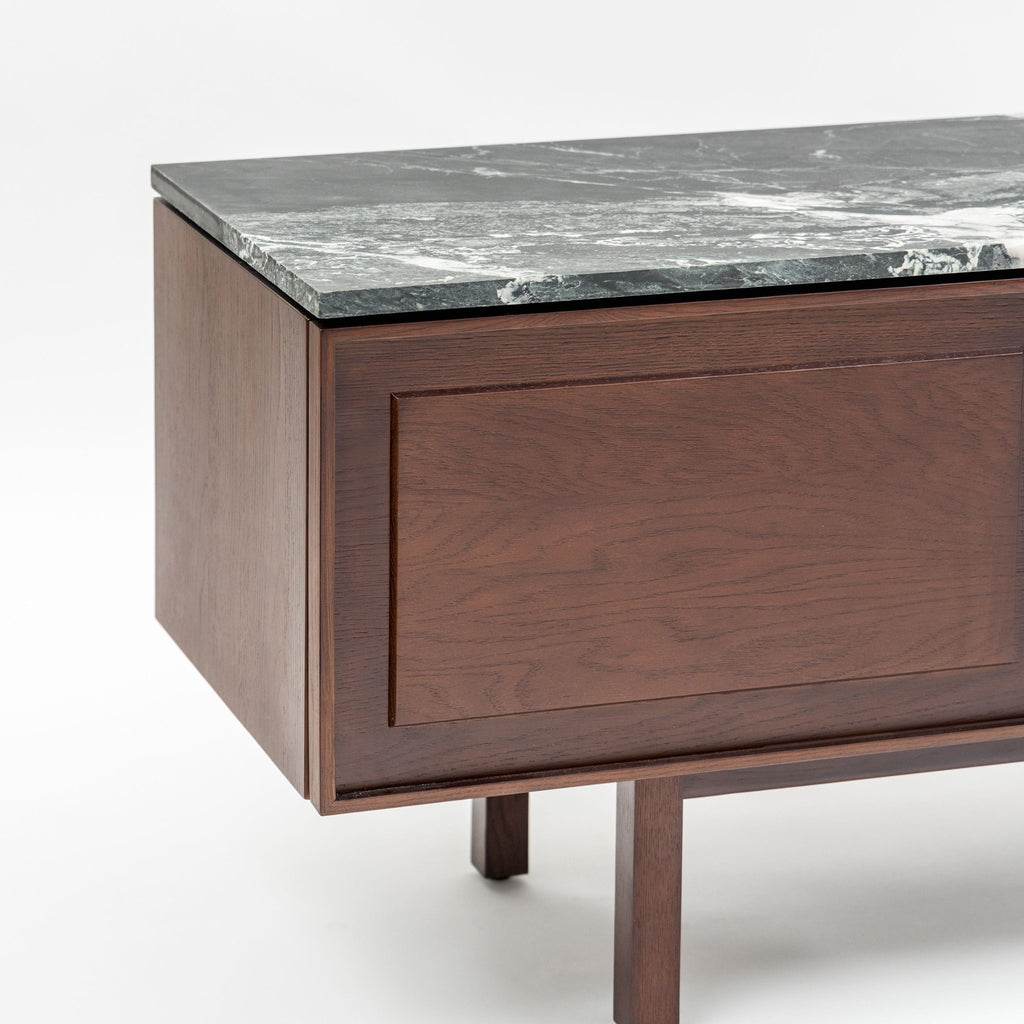 Yorke 220 Entertainment Unit - Smoked Oak & Nero Perlato - TV and Entertainment Units Tolv Loom Collection Dubai