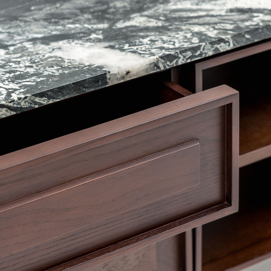 Yorke 220 Entertainment Unit - Smoked Oak & Nero Perlato - TV and Entertainment Units Tolv Loom Collection Dubai