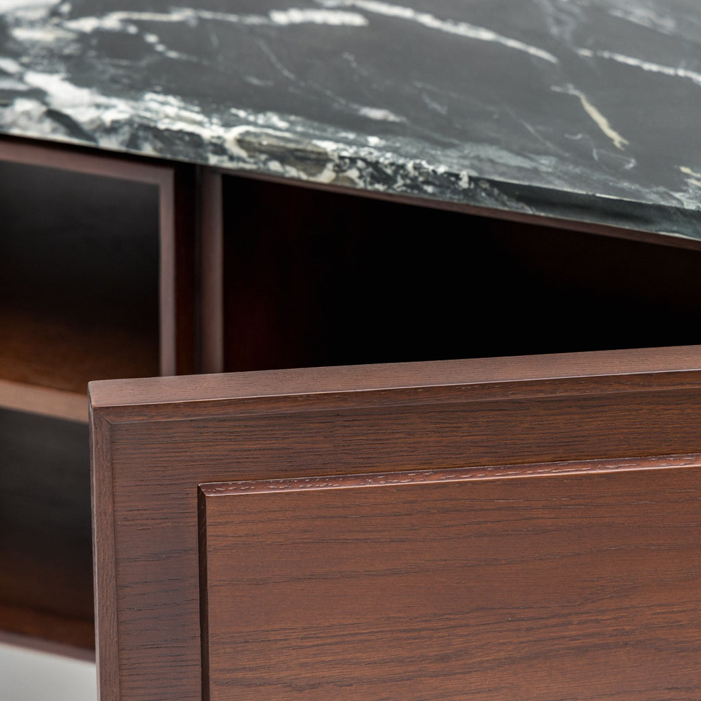 Yorke 220 Entertainment Unit - Smoked Oak & Nero Perlato - TV and Entertainment Units Tolv Loom Collection Dubai