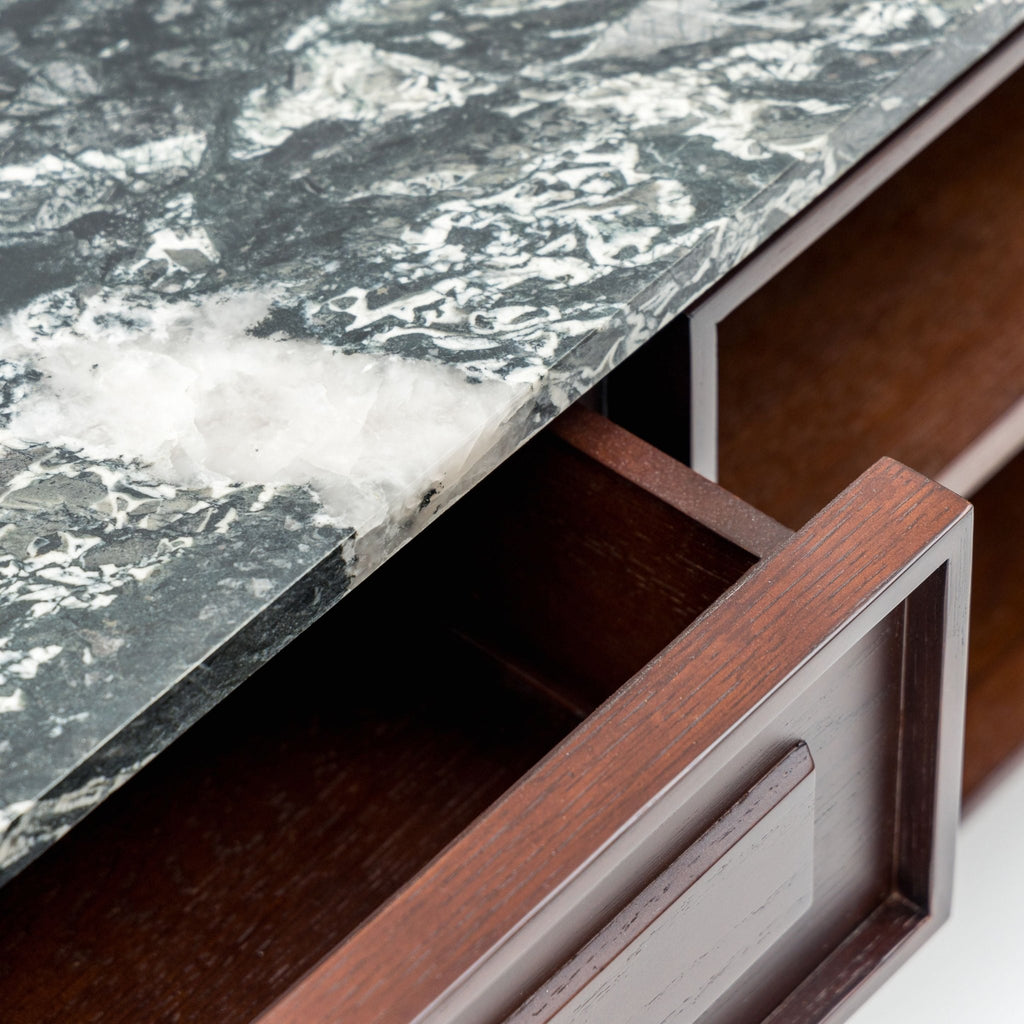 Yorke 220 Entertainment Unit - Smoked Oak & Nero Perlato - TV and Entertainment Units Tolv Loom Collection Dubai