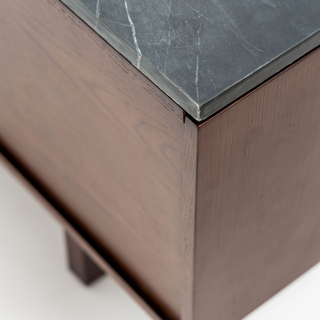 Yorke 220 Entertainment Unit - Smoked Oak & Nero Perlato - TV and Entertainment Units Tolv Loom Collection Dubai