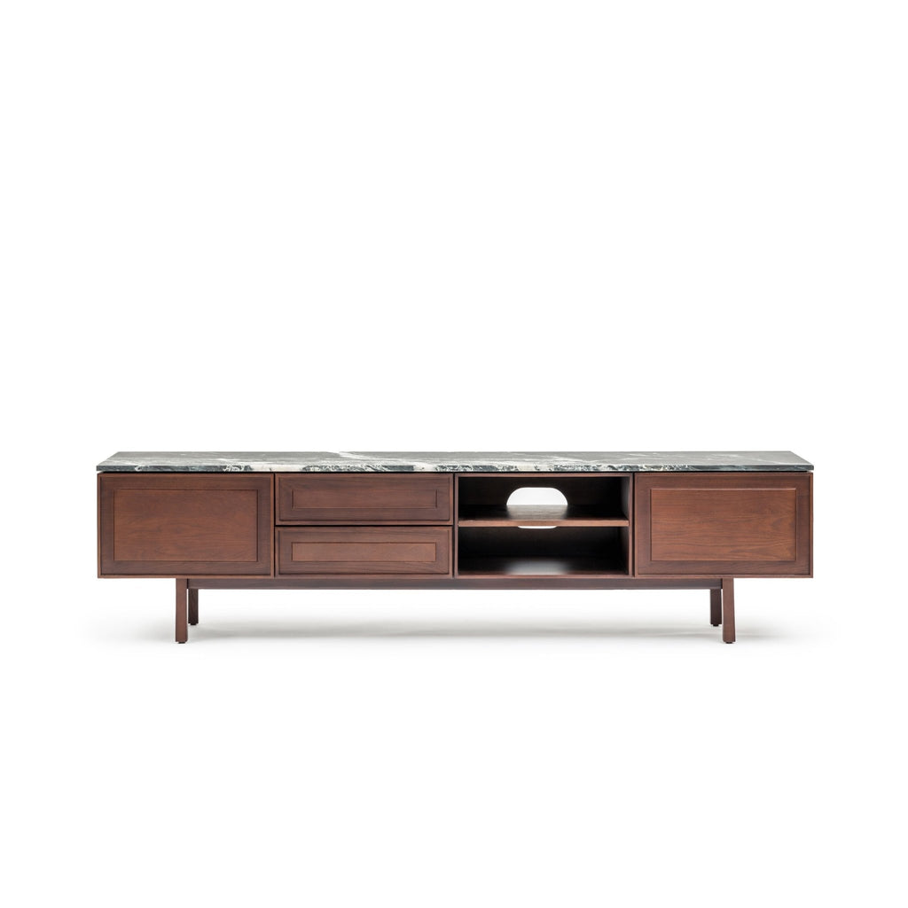 Yorke 220 Entertainment Unit - Smoked Oak & Nero Perlato - TV and Entertainment Units Tolv Loom Collection Dubai