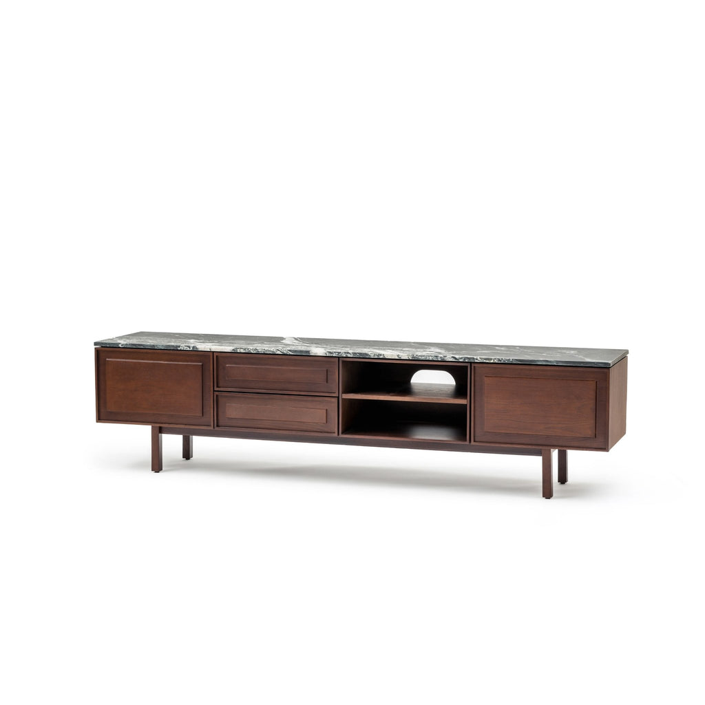 Yorke 220 Entertainment Unit - Smoked Oak & Nero Perlato - TV and Entertainment Units Tolv Loom Collection Dubai