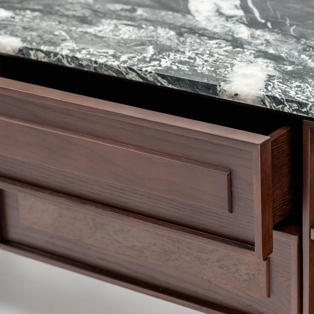 Yorke 220 Entertainment Unit - Smoked Oak & Nero Perlato - TV and Entertainment Units Tolv Loom Collection Dubai