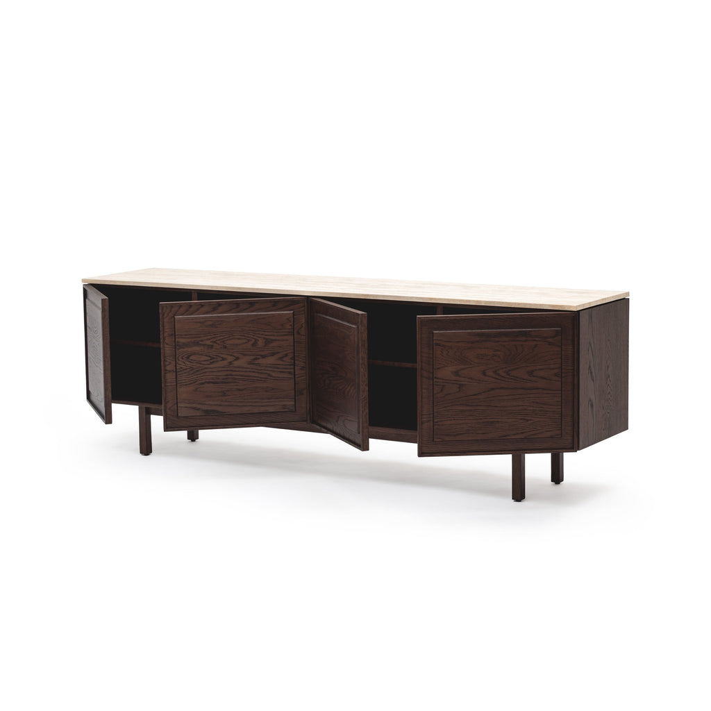 Yorke 220 Sideboard - Espresso Oak & Travertine - Loom Collection