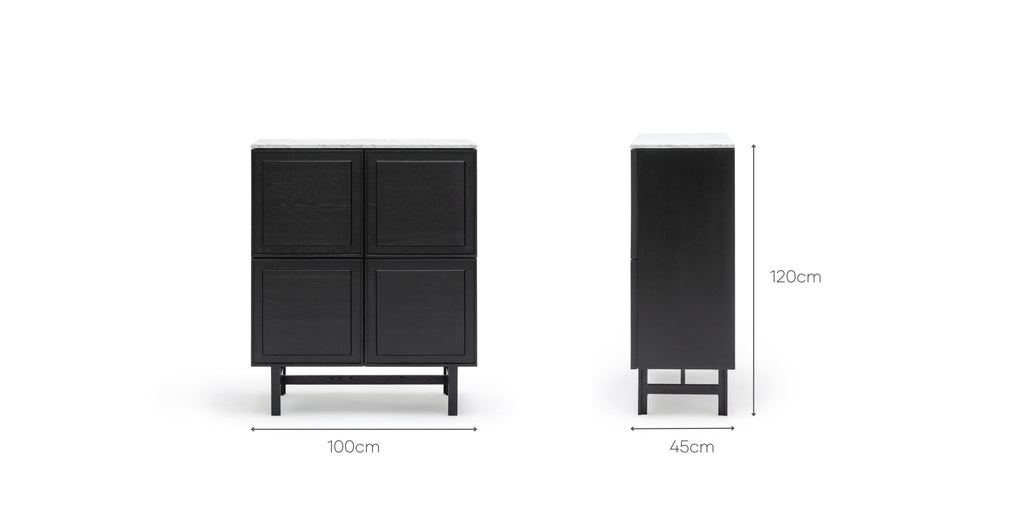 Yorke Highboard - Black Oak & Bianca Carrara - Loom Collection