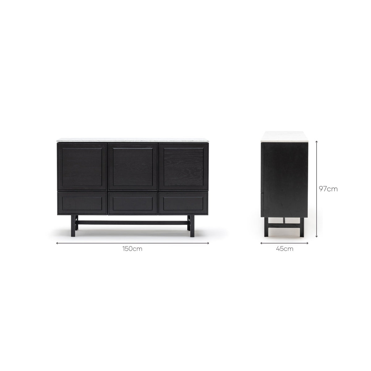 Yorke Highboard - Black Oak & Bianca Carrara