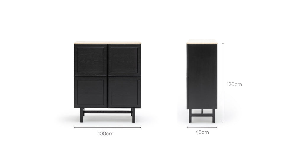 Yorke Highboard - Black Oak & Travertine - Loom Collection