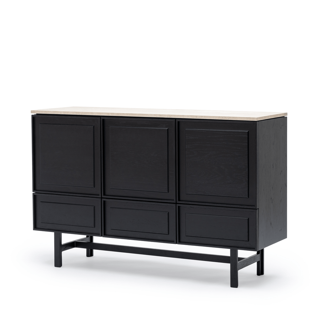 Yorke Highboard - Black Oak & Travertine - Loom Collection